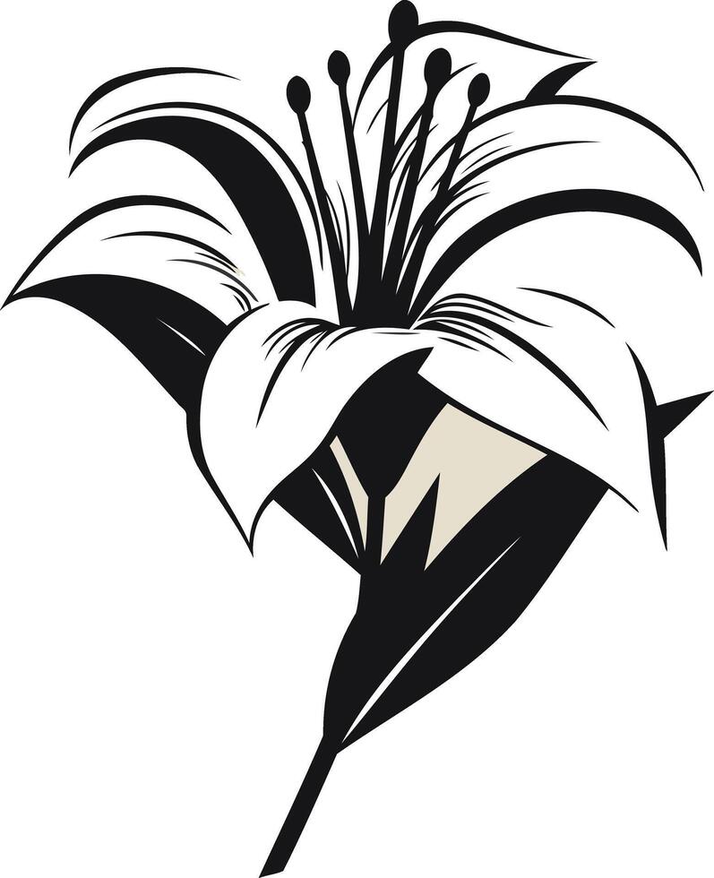 Black and White Illustration of a Lily Flower vector