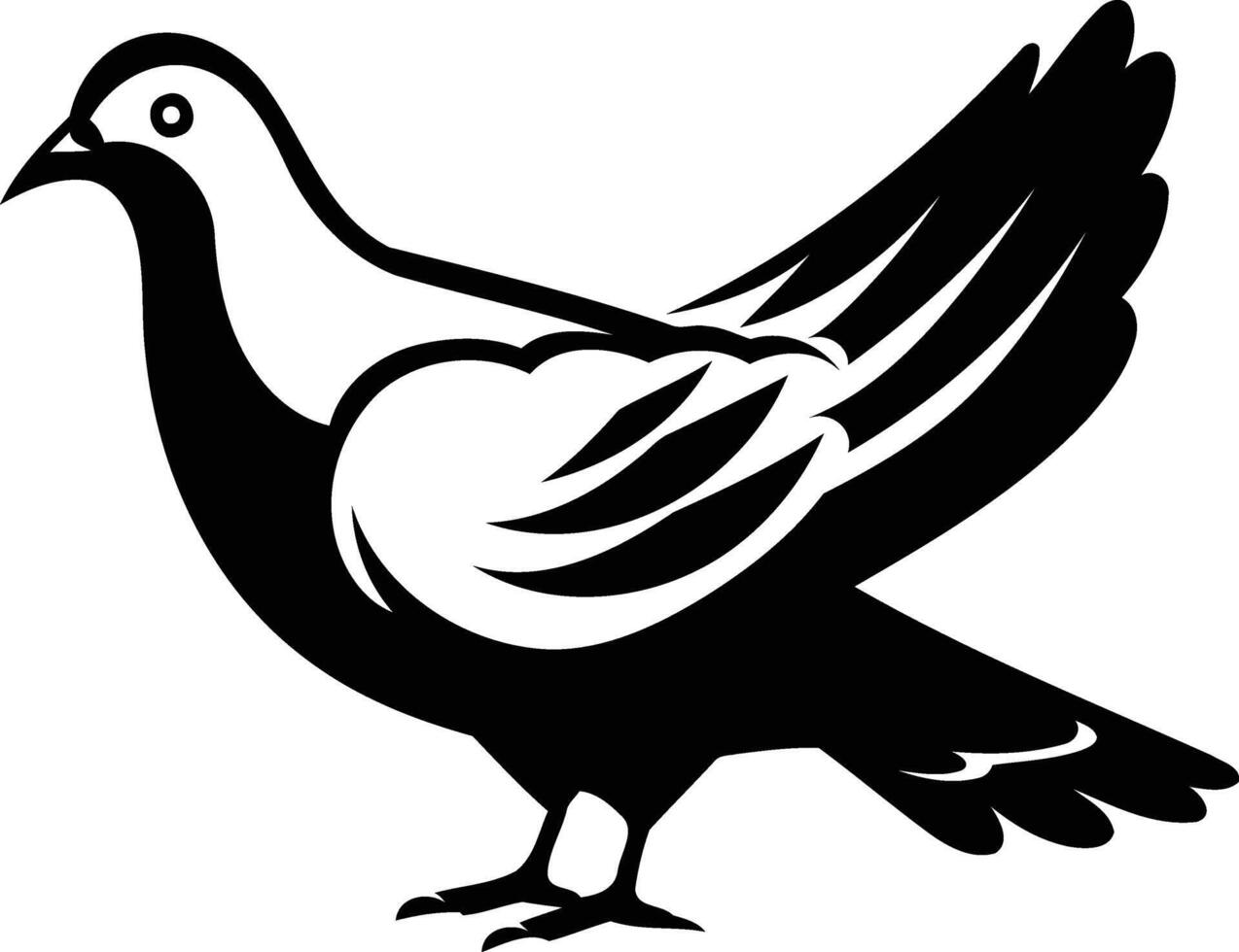 Stylized black and white illustration of a dove in flight vector