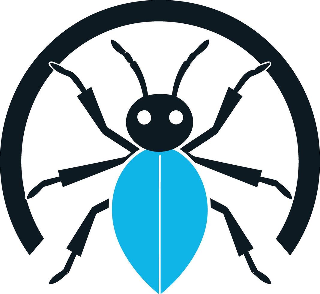 Modern, minimalist logo design featuring a stylized insect silhouette inside a circle vector