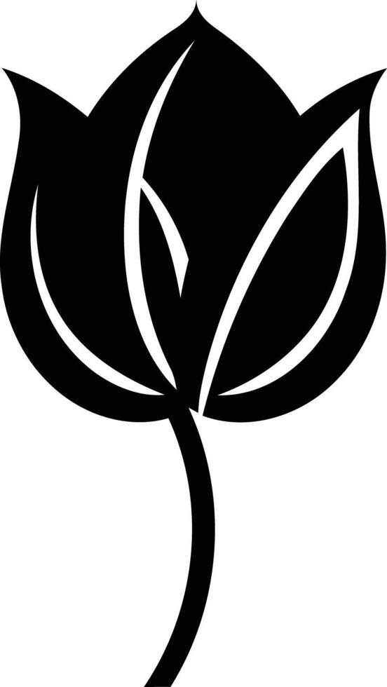 Simple, elegant black and white stylized tulip illustration vector