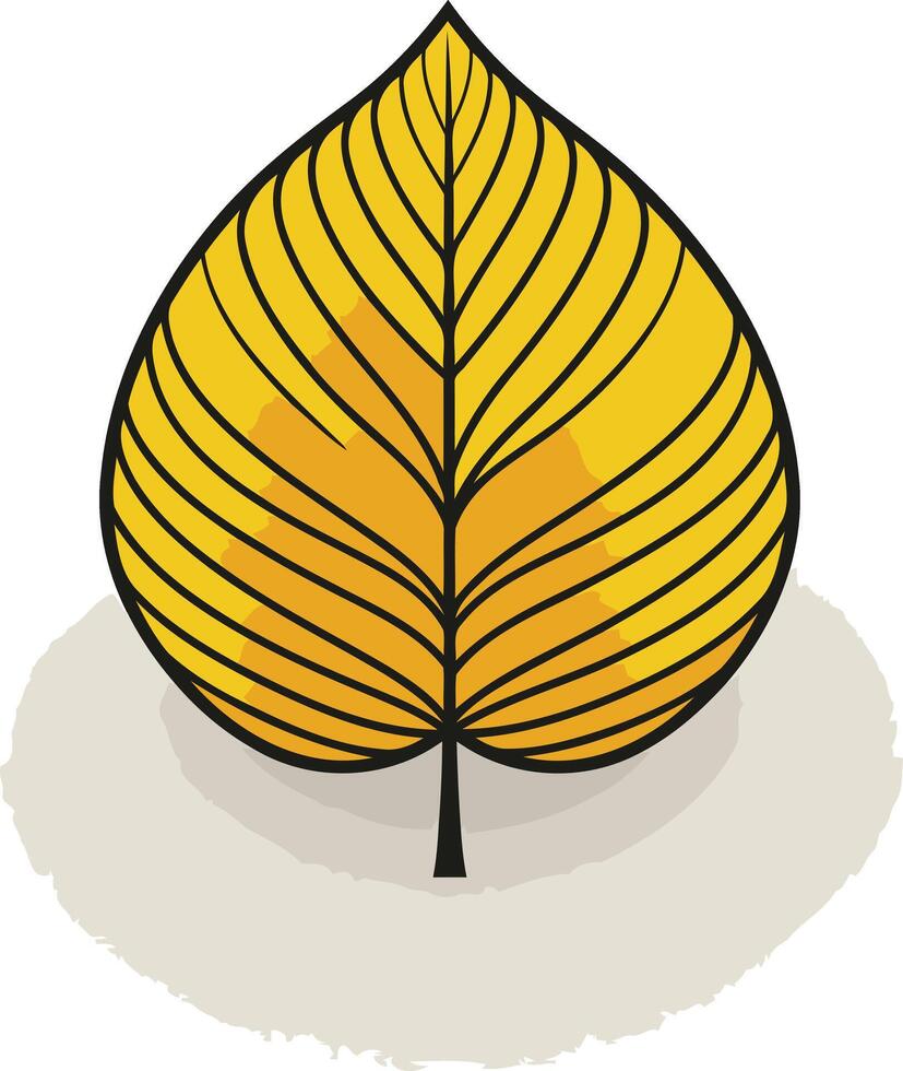 Simple, stylized illustration of a yellow leaf with a subtle shadow vector