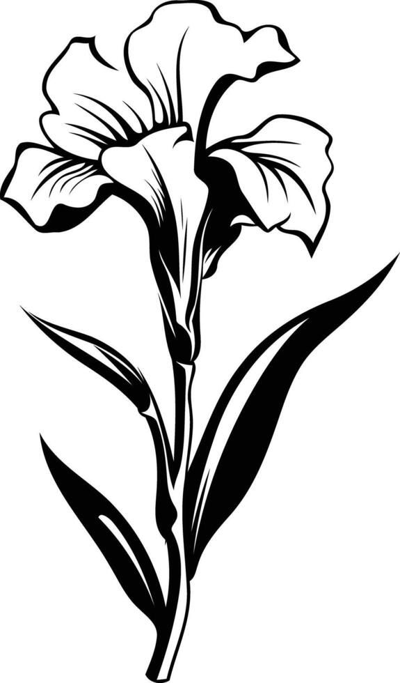 Simple yet elegant black and white illustration of a single flower vector