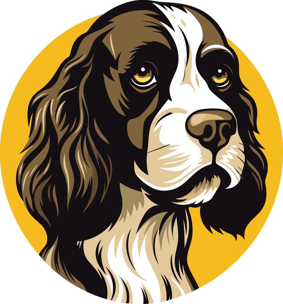 A charming and playful illustration of a springer spaniel dog, perfect for pet related brands, logos, and designs vector