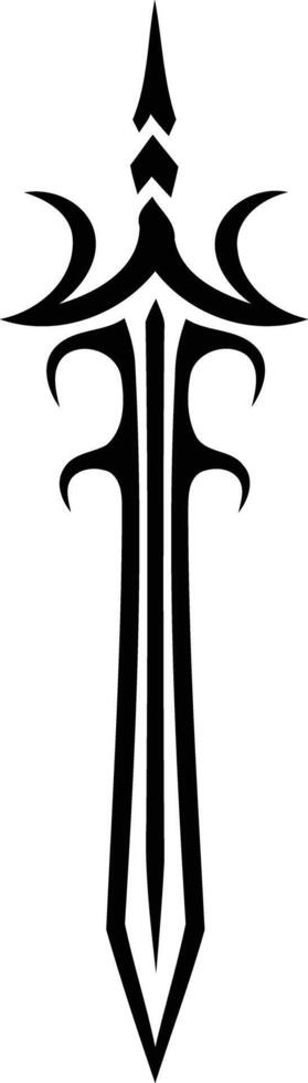 Stylized tribal sword design, perfect for tattoos, logos, or design elements vector