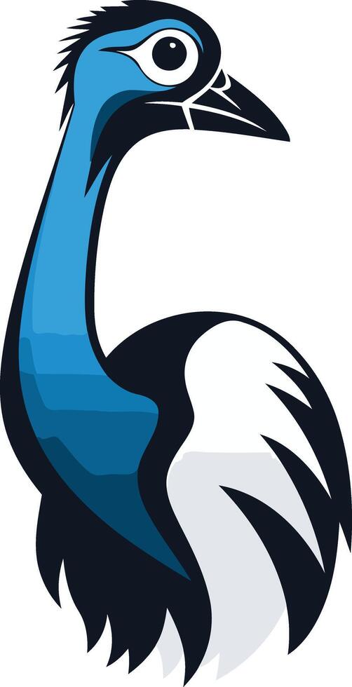 A stylized, blue and black emu logo, perfect for branding or design projects that need a touch of australian flair vector