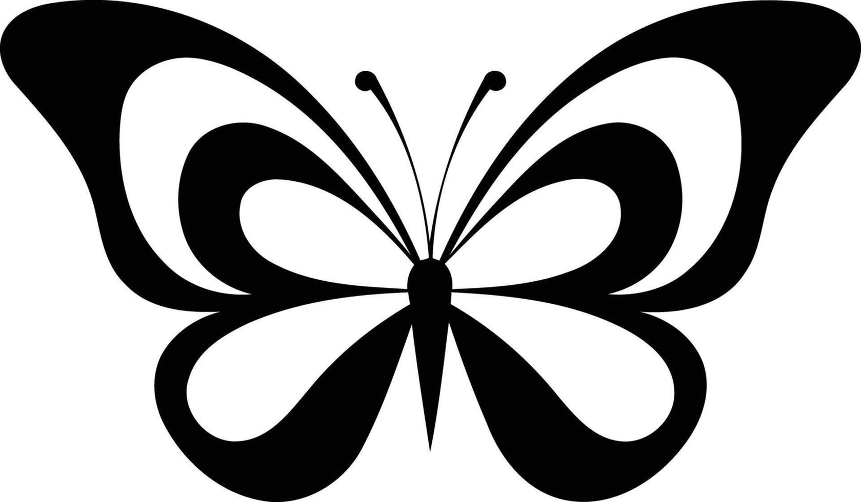 Simple, elegant black and white butterfly silhouette vector