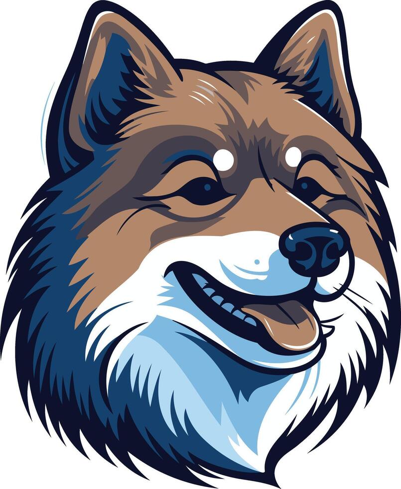 Smiling Cartoon Wolf Head vector