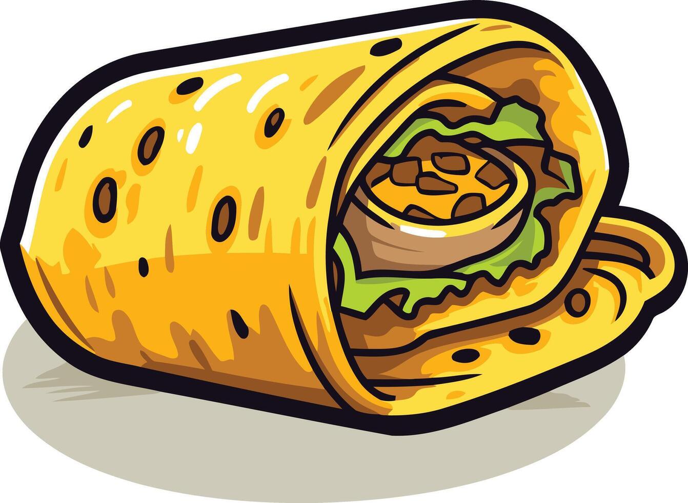 A cartoon illustration of a delicious-looking burrito vector