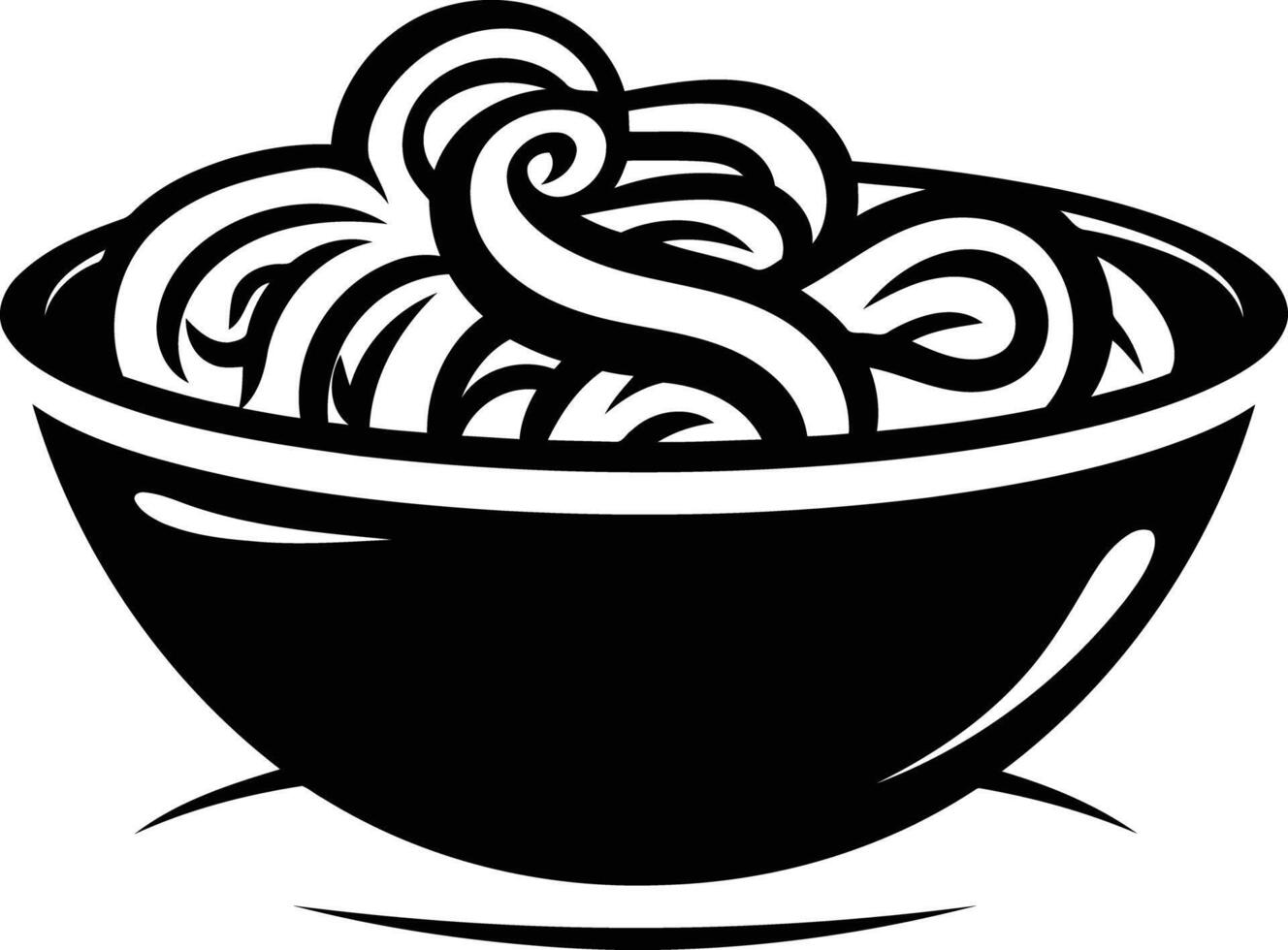 A simple yet bold illustration of a bowl of noodles, perfect for menus, food blogs, and culinary themed designs vector