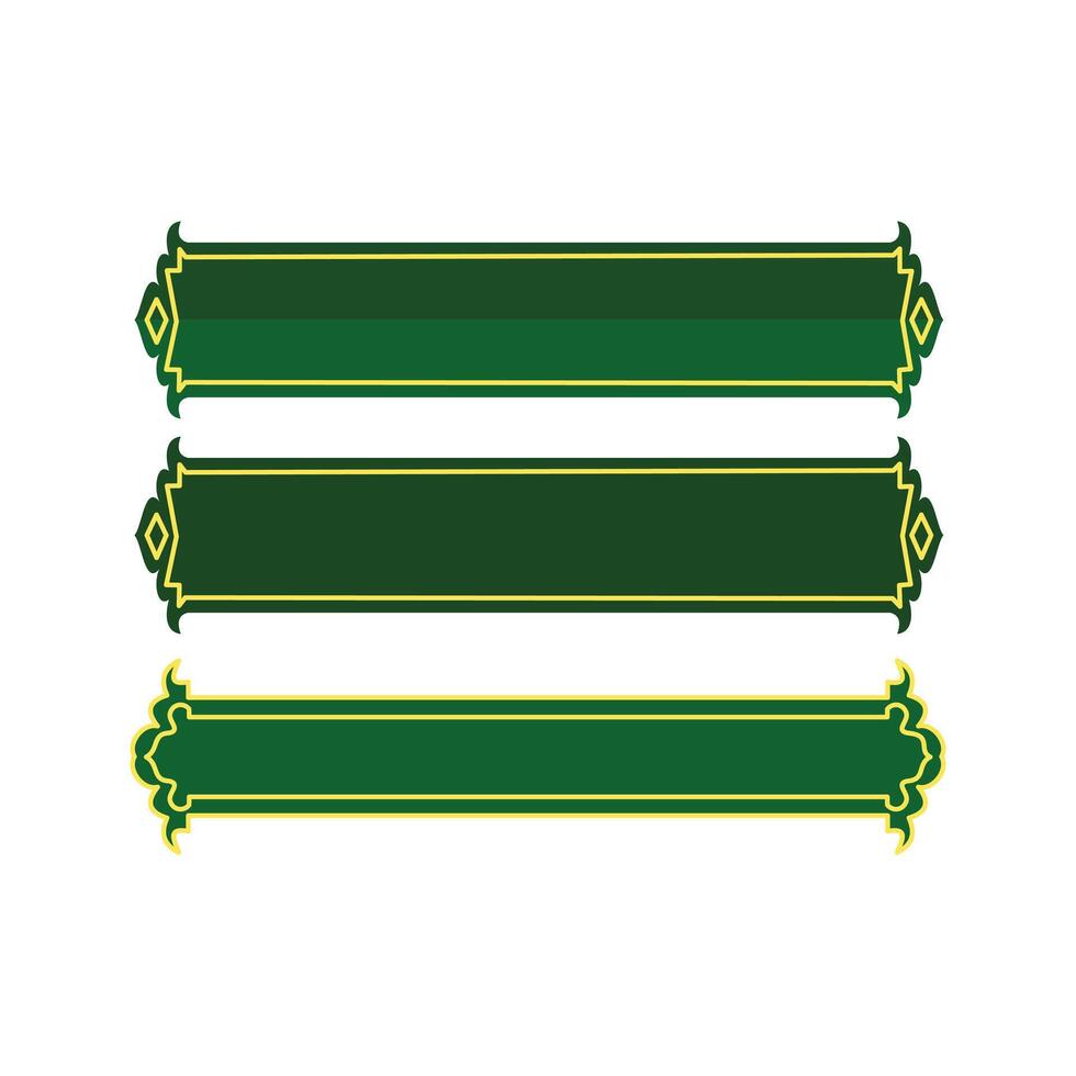 set of three green frames with ribbons on white background. Religion ornament, Muslim frame ornament. Design element design with religion theme vector