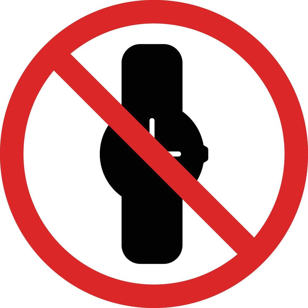 No watch sign isolated on white background . No hand watch allowed sign . illustration vector