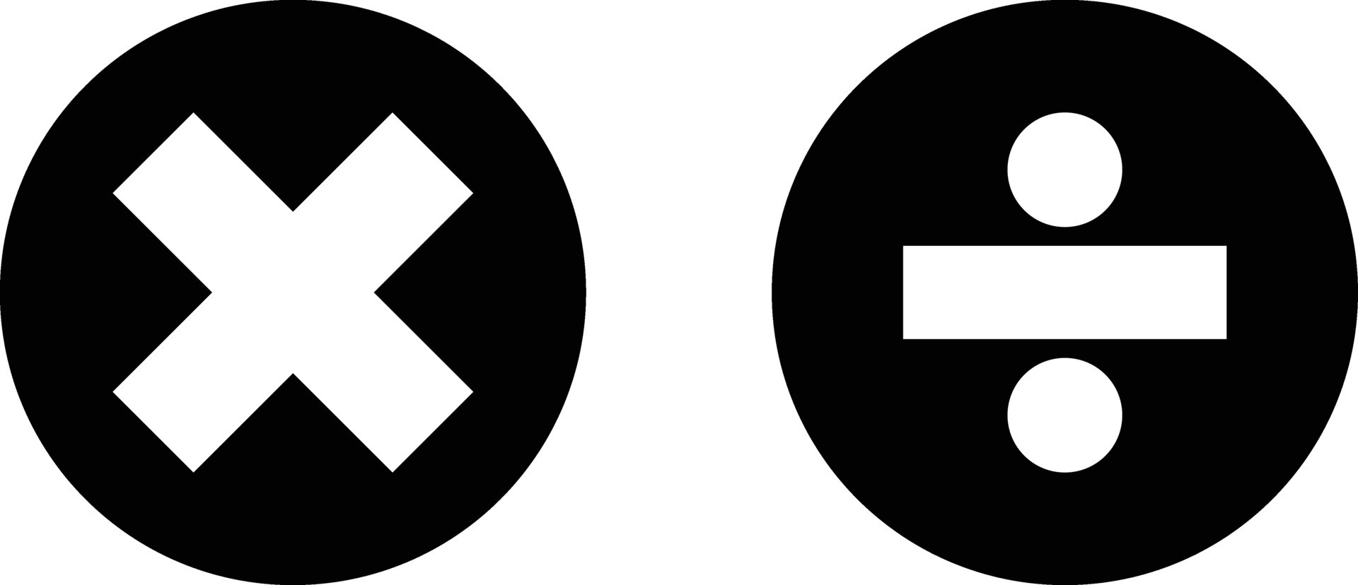 Divide and multiply icons isolated on white background . Math symbols ...