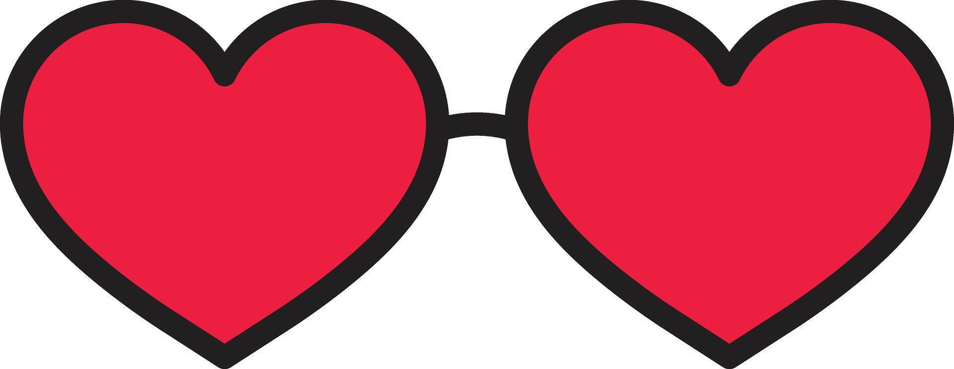 Heart sunglasses icon . Red heart glasses icon isolated on white background . illustration vector