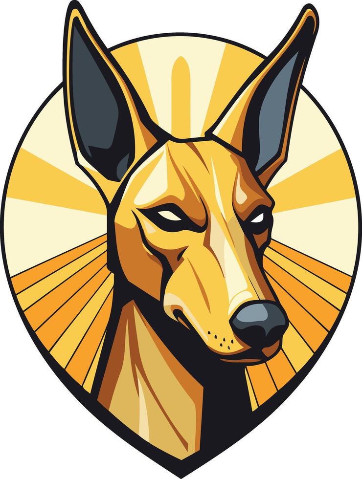 Golden Dog with Sunburst Background vector