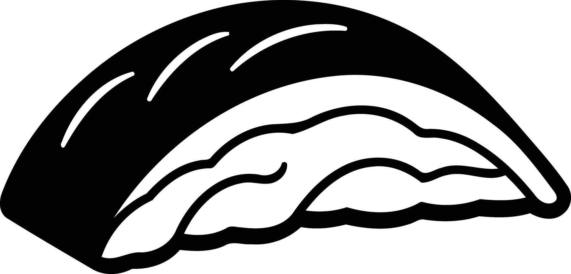 A simple, black and white illustration of a single piece of sushi vector