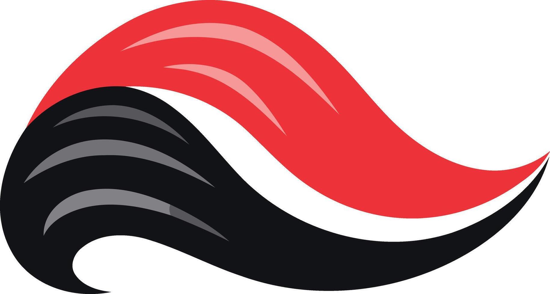 Abstract, dynamic logo design with a modern and sleek aesthetic, featuring a black and red wave vector