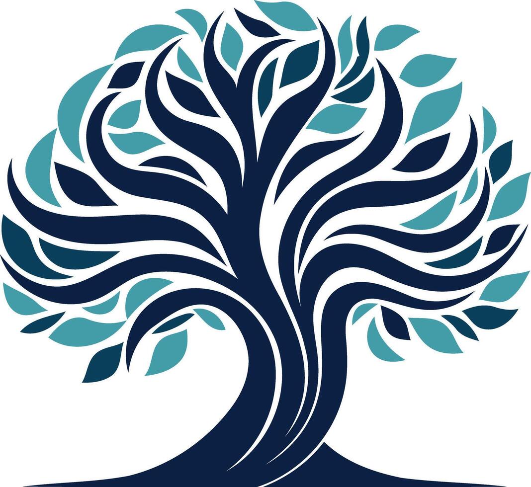 Stylized tree logo with blue and teal color scheme vector