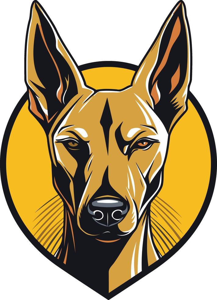 Illustration of a Brown Dog with Yellow Background vector