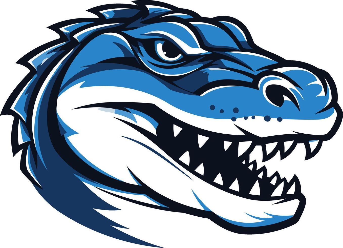 Powerful and fierce blue alligator head mascot logo, perfect for sports teams, businesses, and branding vector