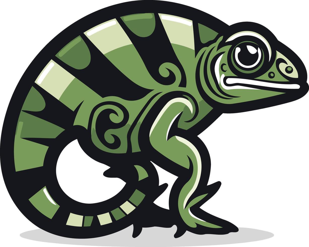 Green Lizard with Black Outline vector