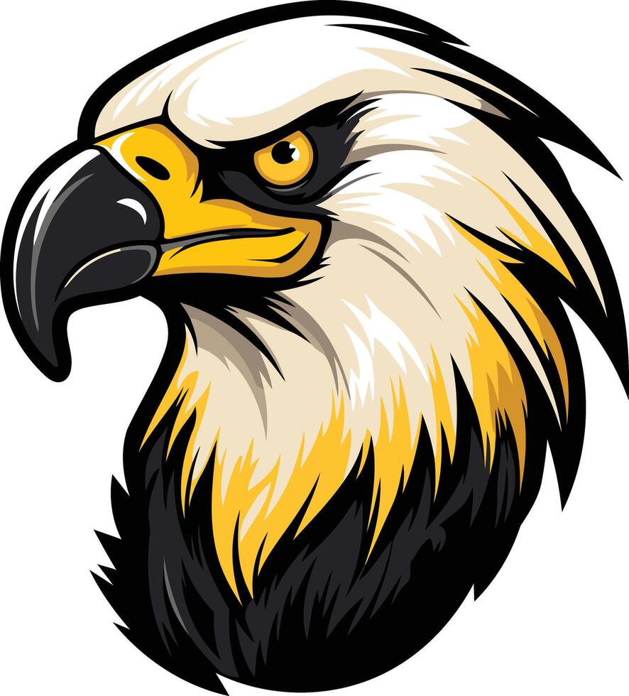 Powerful bald eagle head with intense gaze, perfect for branding, logos, and designs vector