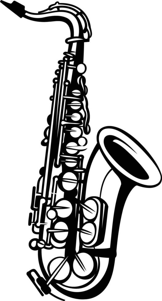 A simple, bold silhouette of a saxophone, perfect for designs focused on music, jazz, or vintage style vector
