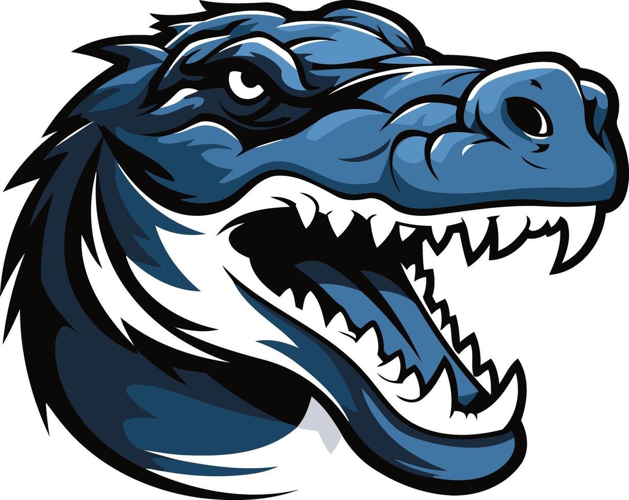 Powerful and menacing alligator mascot head illustration, perfect for sports teams, logos, and branding vector
