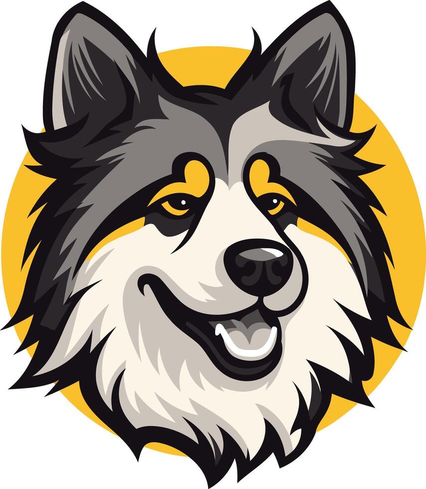 A friendly, cartoon wolf head logo design, perfect for branding or mascot purposes vector