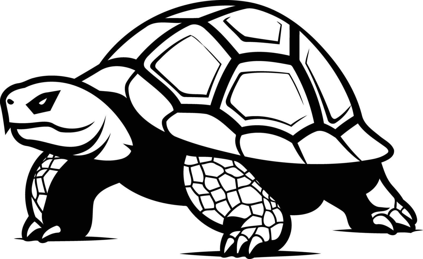 A strong and powerful black and white illustration of a turtle, perfect for logos, branding, or mascot designs vector