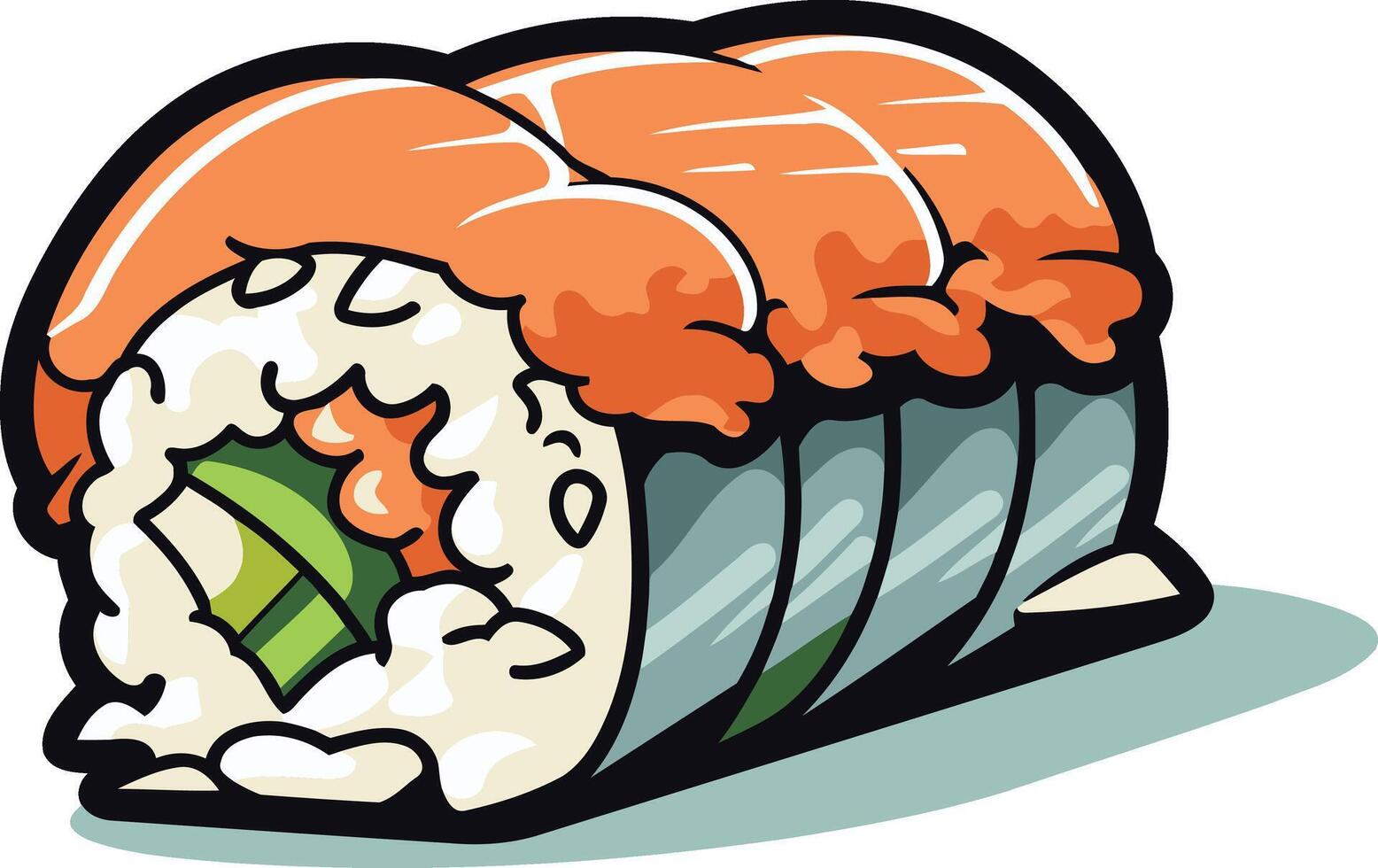 Delicious Salmon Sushi Roll vector