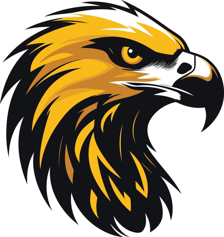 Powerful eagle head logo design in black and gold vector