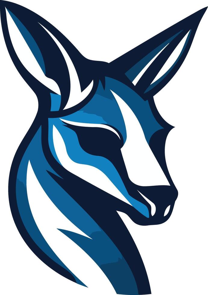 A bold, blue and white logo of a stylized deer head, perfect for a sports team, brand, or organization seeking a powerful and animalistic image vector