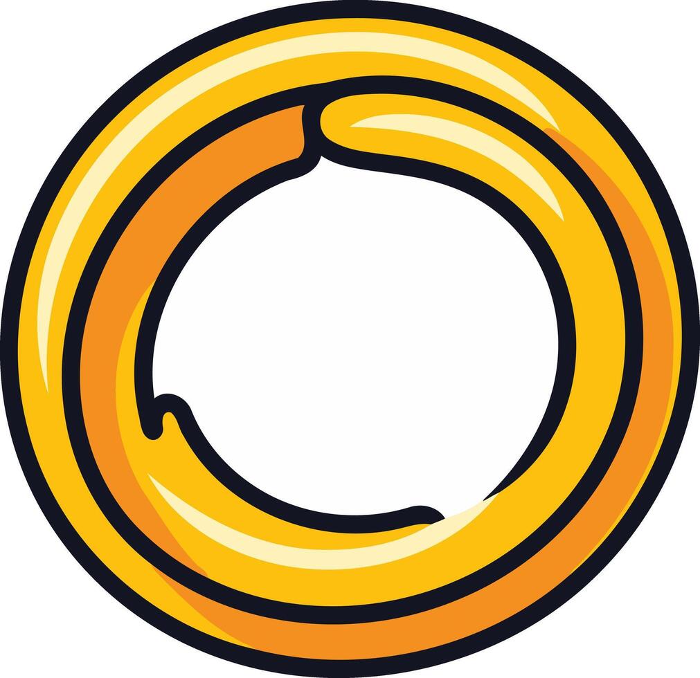 A vibrant, cartoon style golden ring, perfect for playful branding, game design, or adding a touch of whimsy to your projects vector