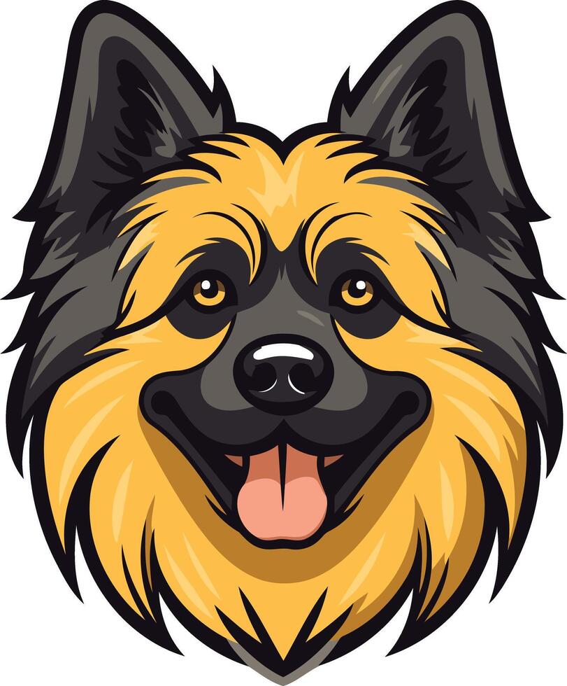 A cheerful cartoon illustration of a german spitz dog with a friendly expression vector