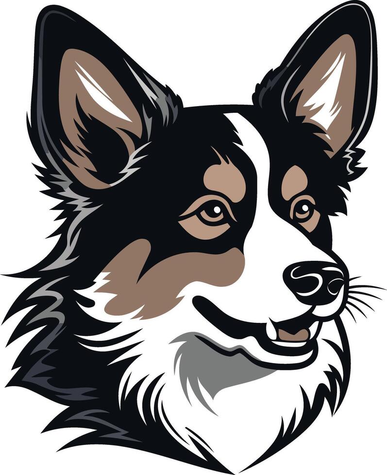 Smiling Border Collie Head Illustration vector
