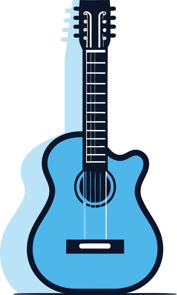 A simple, modern illustration of a blue acoustic guitar vector