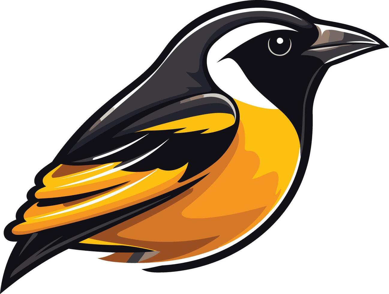 A Cartoon Illustration of a Bird with Black and Yellow Feathers vector