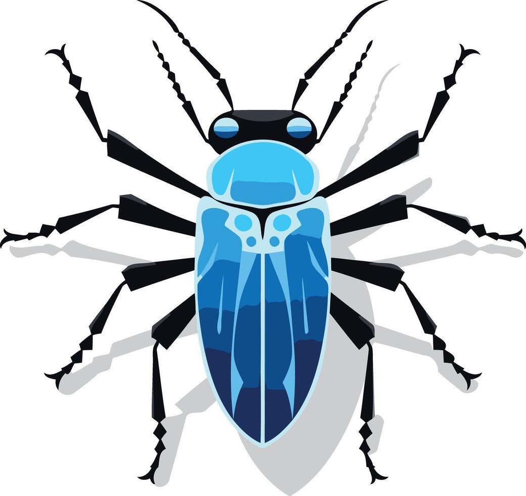 Blue and black beetle illustration with a striking design, perfect for nature, wildlife, or insect themed projects vector