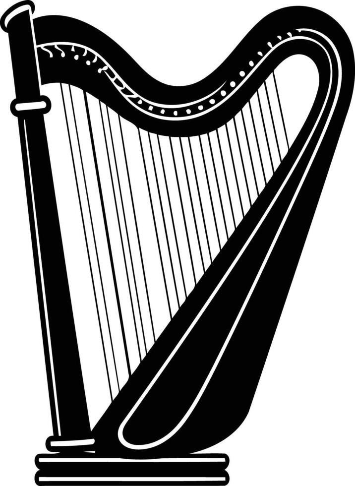 A simple, elegant silhouette of a harp, perfect for musical designs, invitations, and more vector