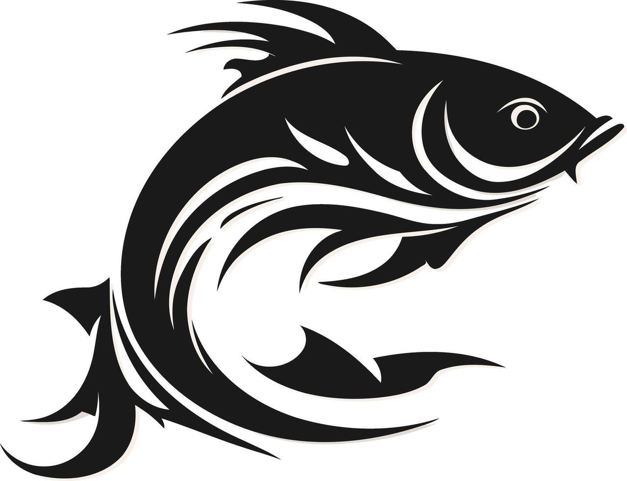 Stylized Black and White Fish Illustration vector