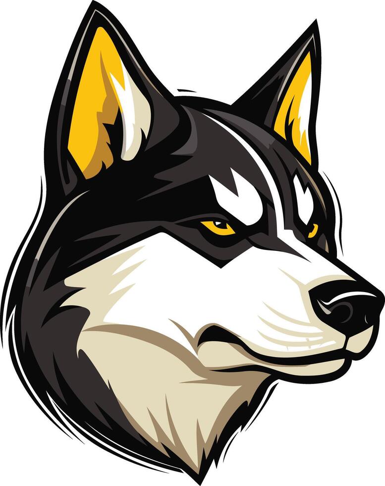 A fierce and determined husky head, perfect for logos, branding, or mascot designs vector