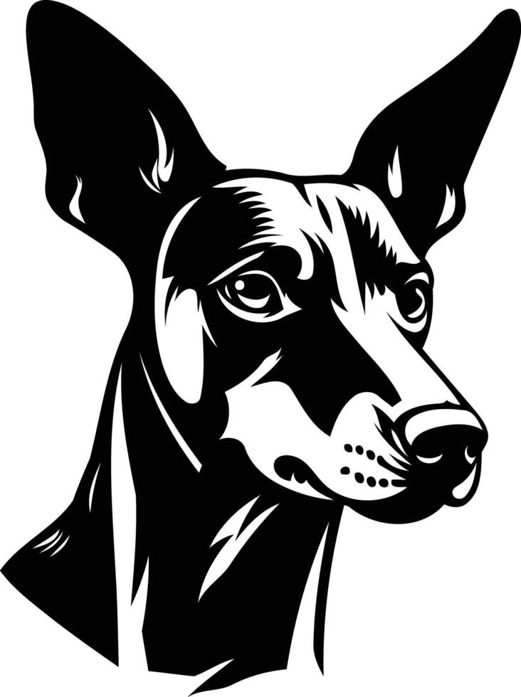 A striking black and white silhouette of a dog's head, perfect for t-shirt designs, tattoos, and pet-related branding vector