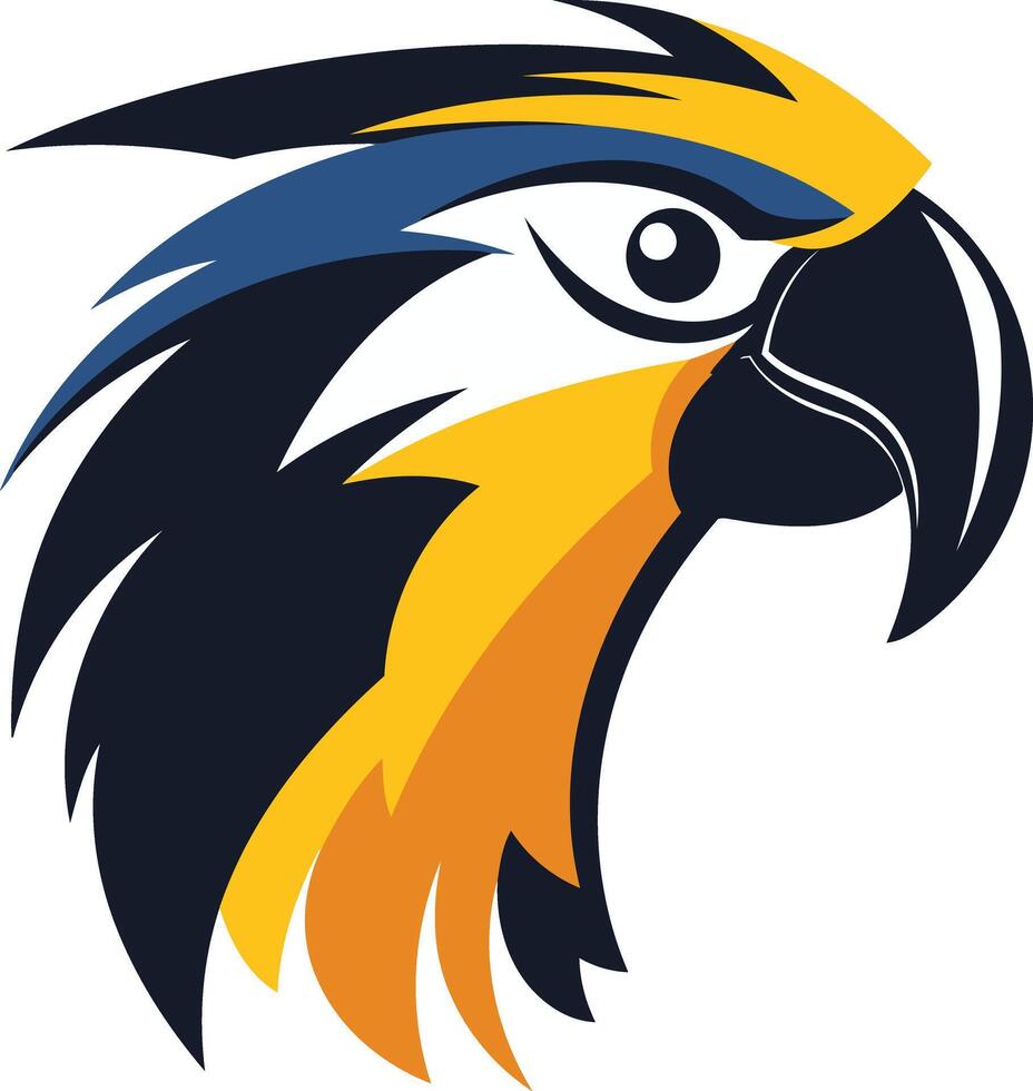 A bold and colorful parrot head logo, perfect for sports teams, businesses, or any brand seeking a powerful and vibrant visual vector