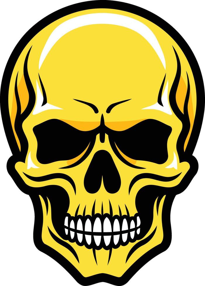 A bold, cartoon style yellow skull illustration vector