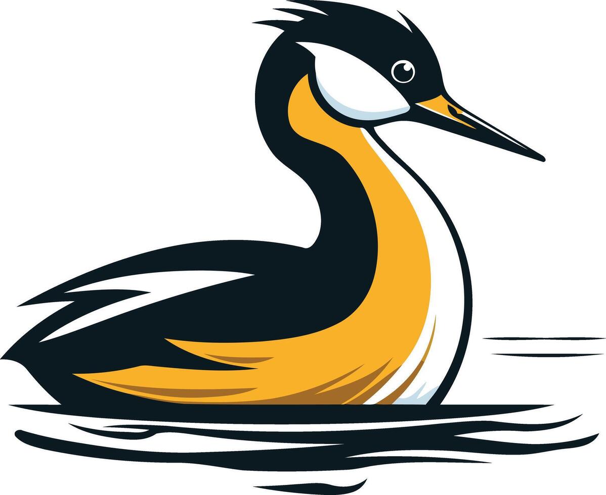 A bold, stylized illustration of a loon swimming, perfect for nature themed logos, branding, or designs vector