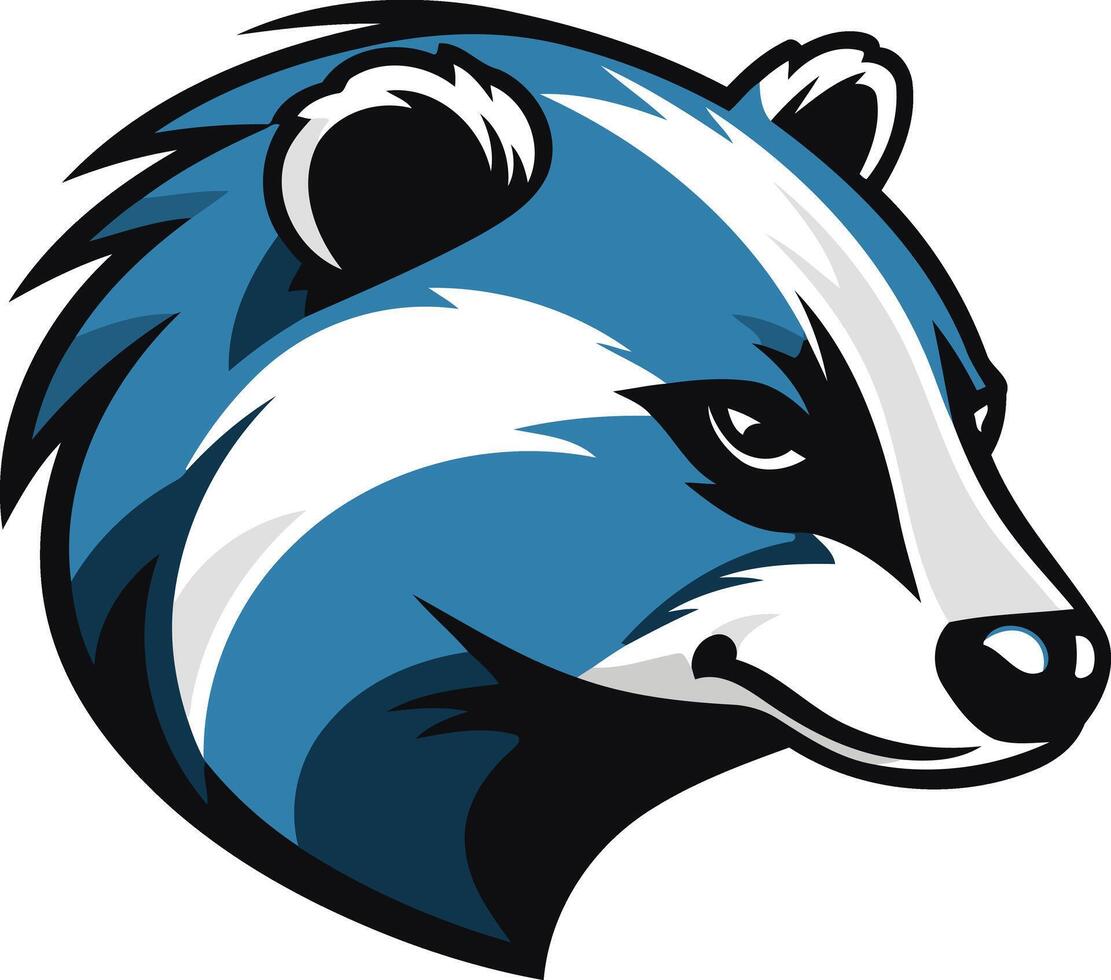 Blue and White Badger Mascot Head vector