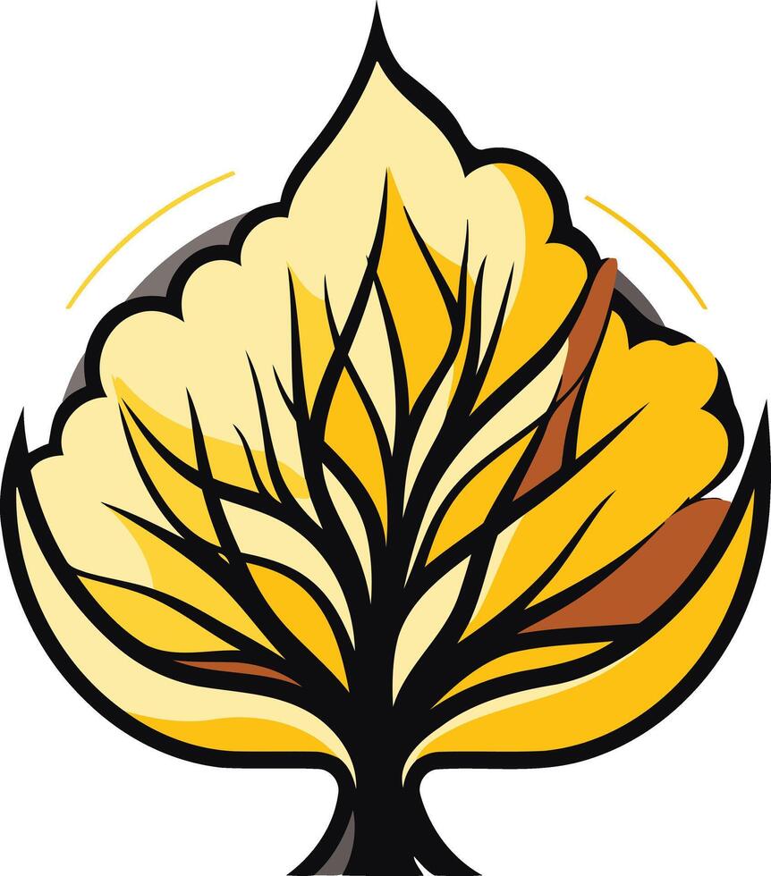 Stylized Tree in Yellow and Brown Hues vector