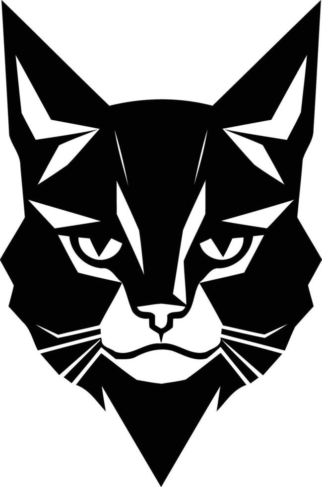 A bold, minimalist black and white cat head logo vector