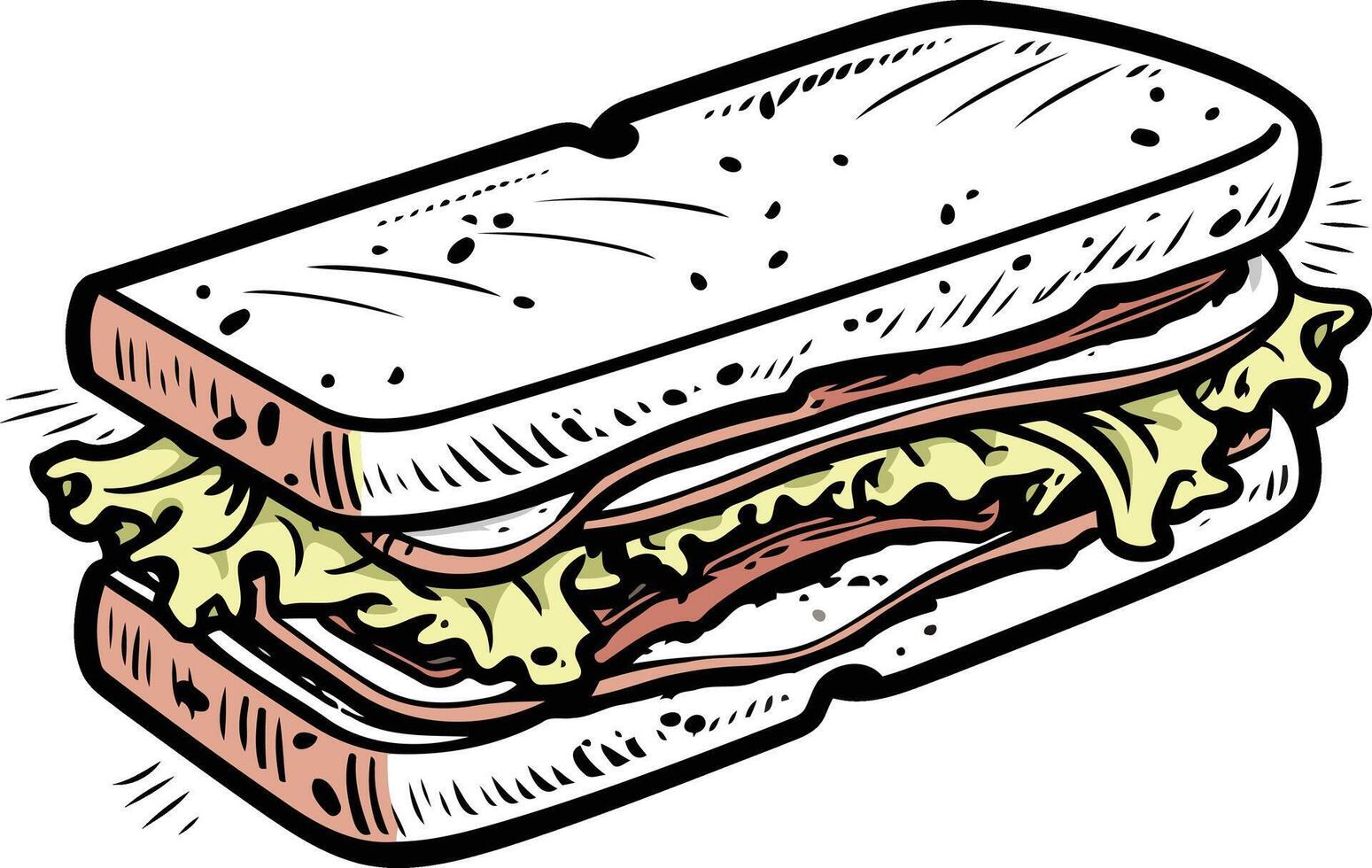 Hand-drawn Illustration of a Delicious Sandwich vector