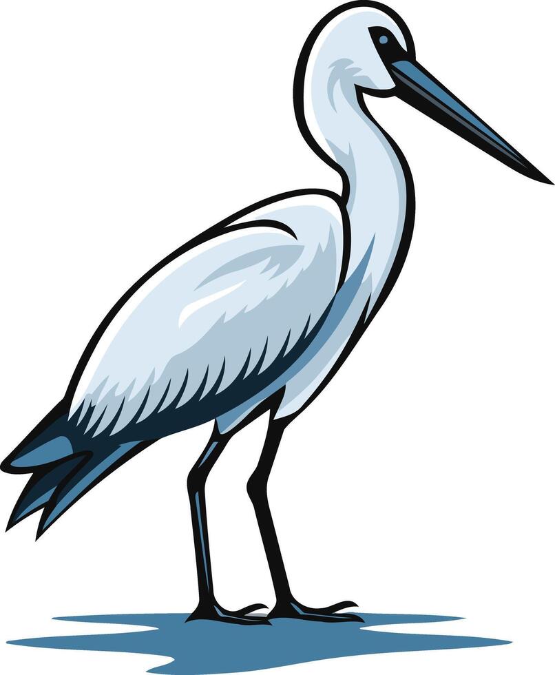 A simple, stylized illustration of a white heron, perfect for nature-themed projects, branding, or educational materials vector